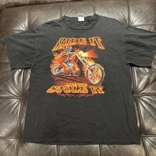 Ride It Like You Stole It Vintage Thunder Sportswear Biker T Shirt Mens L