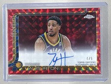 Tyrese Haliburton 2025 Topps Chrome #TCA-TH Red Geometric Refractor Auto 4/5