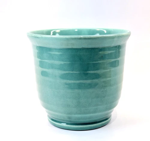 Vintage Bauer USA Pottery Turquoise Green Ringware 5" Beater Bowl / Flower Pot