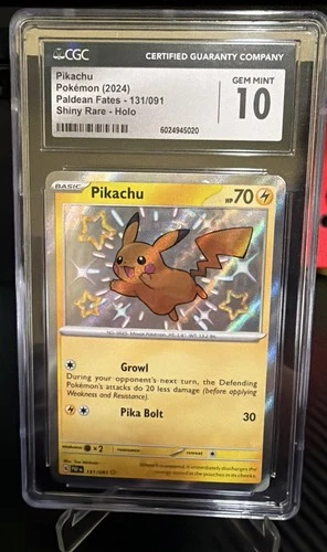 CGC 10 GEM MINT Pikachu Paldean Fates Shiny Rare Holo Pokemon 131/091