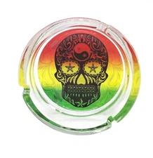 Smokezilla Sugar Skull Jumbo Shaped Heat Resistant 5" Glass Ashtray
