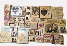 Vintage  Modern Wood Rubber Stamp Lot Of Varying Sizes Shapes