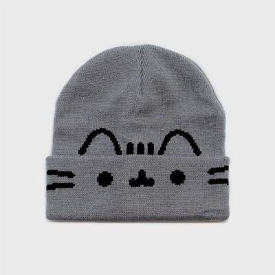 Fall Pusheen Box Exclusive Scaredy Cat Beanie Hat with Ears Gray 2023 Emo Goth