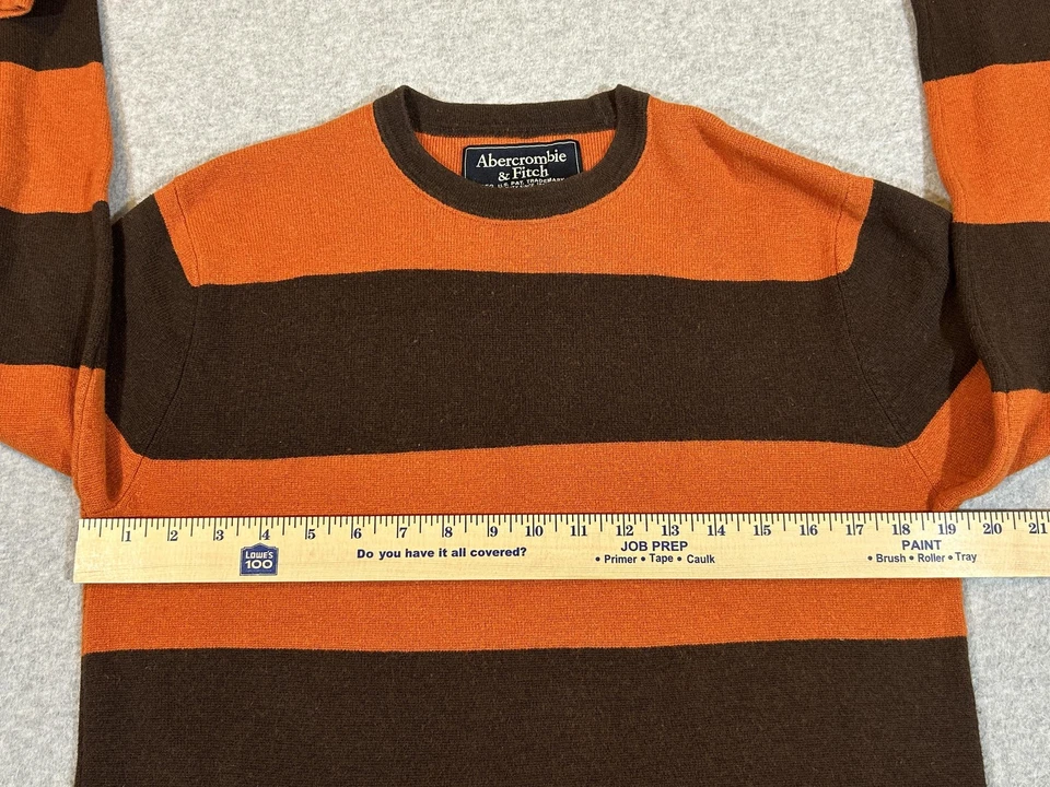 Suéter Abercrombie Fitch Hombres Pequeño Rayas Mezcla de Lana Cuello Redondo Vintage Retro Y2K Foto 4 de 4