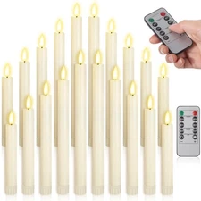 20 Pcs Flameless Taper Candles with Remote Battery Operated Taper Candles Inc...