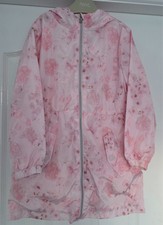 NEXT Girls Pink Floral Lined Showerproof Raincoat with Hood Age 7 years 128cm