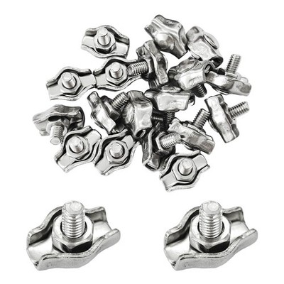 20PCS M2 304 Stainless Steel Simplex Wire Rope Clip Cable Clamps, Single Bolt...