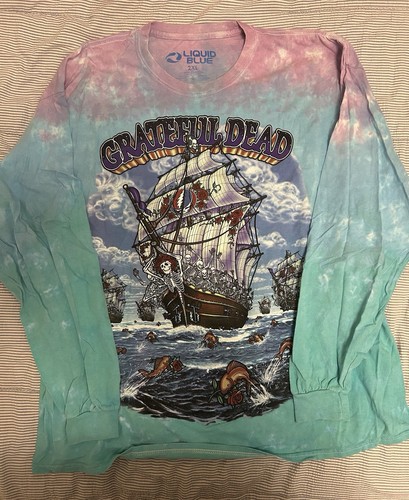 Liquid Blue Grateful Dead Ship of Fools Tie-Dye Long Sleeve T-Shirt 2XL