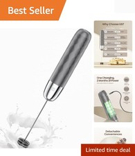 LunaFro Rechargeable Handheld Milk Frother - Gray & Silver, Perfect for Lattes