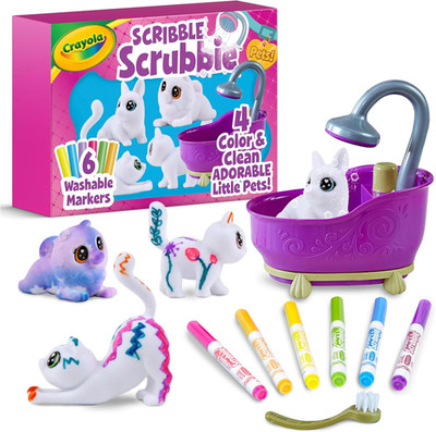Scribble Scrubbies Glam Pack (4 Pets), Holiday for Kids, Washable Pet Care Toy,