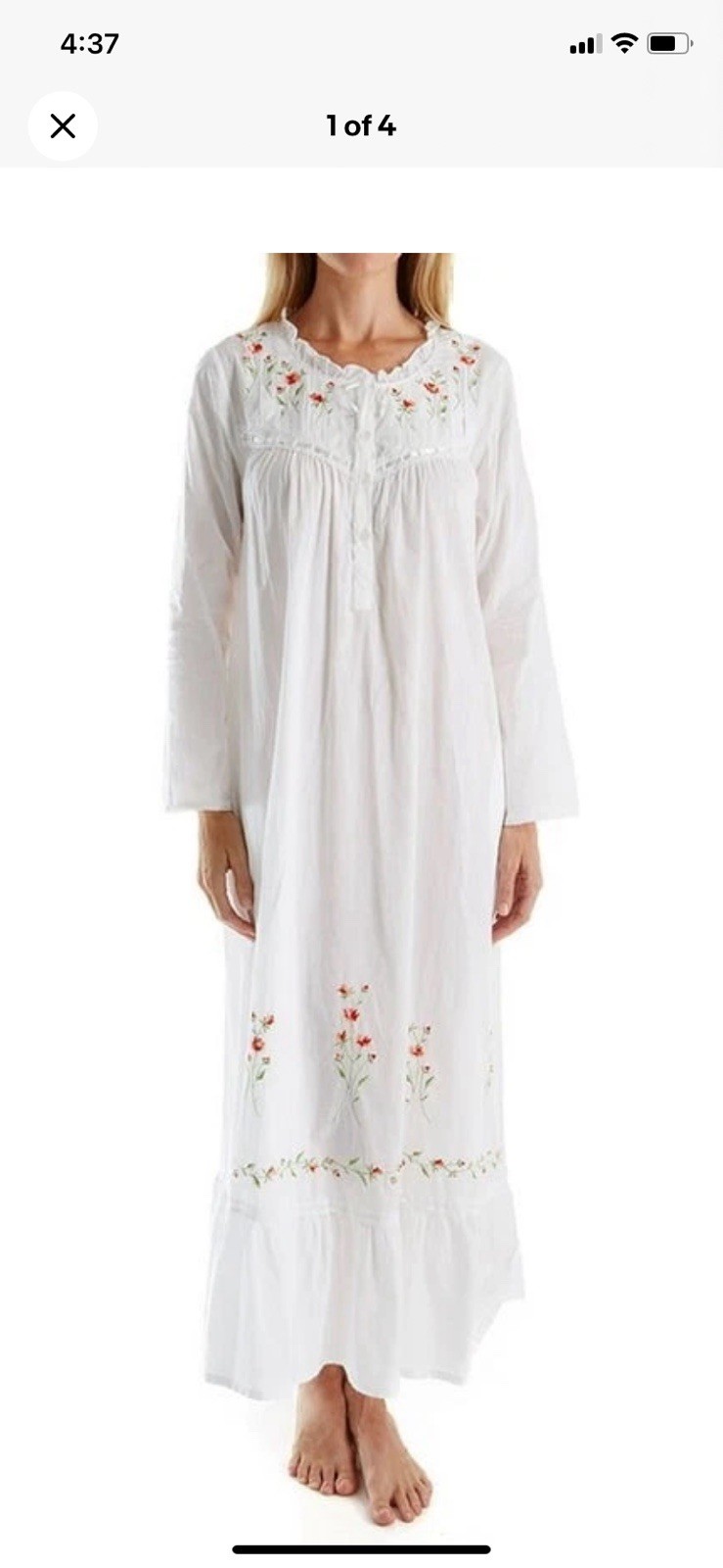 Gorgeous La Cera 100% Cotton Long Embroidered Nightgown