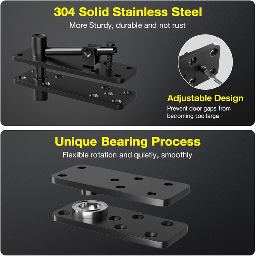 Hidden Door Hinge, 620LBS Load-Bearing Heavy Duty Stainless Steel Pivot Hinge, D - Picture 4 of 7