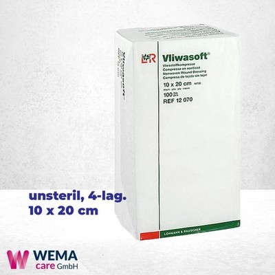 Vliwasoft Vliesstoffkompresse unsteril, 4-lag, 10x20 cm, 100 Stück PZN 03806956