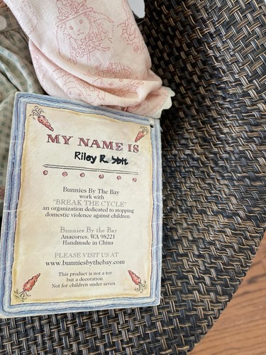 Vintage Bunnies By The Bay Riley Rabbit Straw Hat Garden Plush Doll | eBay