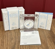 2019 UK Beatrix Potter Peter Rabbit 50p Fifty Pence Silver Proof Coin Box & COA
