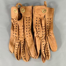 VINTAGE Tan Perforated Leather Gloves