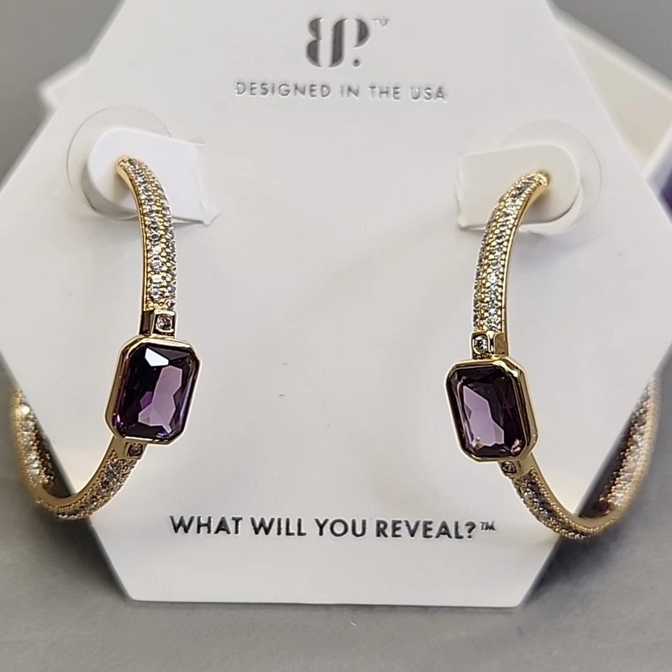 Серьги-кольца для вечеринок с бомбами февраль 2025 г. аметист фианит пирсинг лабораторные 1 3/8 дюйма - Изображение 2 из 4