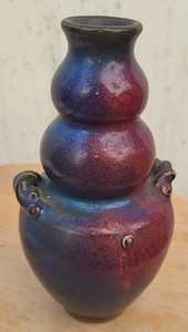 Ancient Jun Ware Gourd-Shaped Vase with Flambé Glaze 古钧窑窑变葫芦花瓶花瓶 h1-2