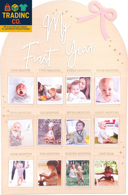 Bow My First Year Birthday Board - One Year of Photo Board,Monthly Milestone Woo