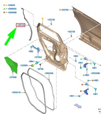 Ford Edge MK2 Tür hinten rechts, Karosserie-Dichtungsleiste 2330898, teil