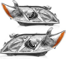 Headlights Assembly for 2007 2008 2009 Toyota Camry Chrome Housing Amber Reflect