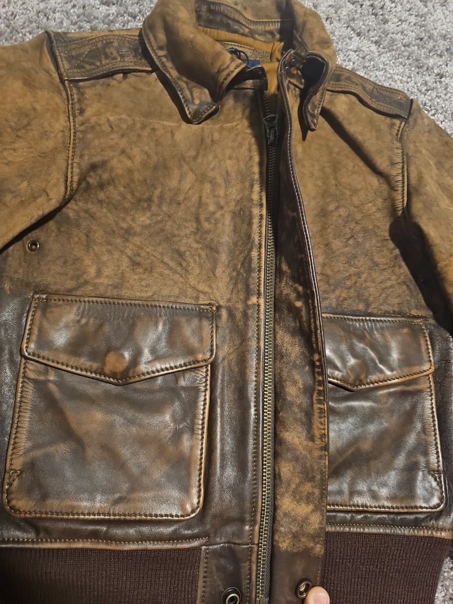 Polo Ralph Lauren Cow Leather Flight Jacket Boys Size Small 8 NWT