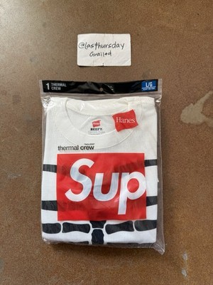 Supreme x Hanes FW21 Skeleton Bone Thermal Shirt Waffle Crew White
