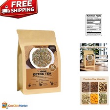 50 Decaffeinated Detox Tea Bags with Milk Thistle Turmeric for Wellness