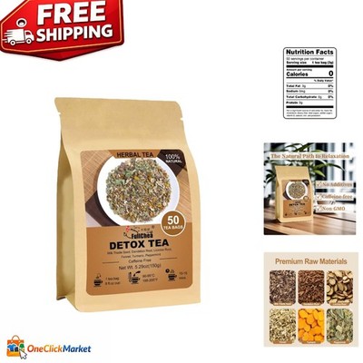 50 Decaffeinated Detox Tea Bags with Milk Thistle & Turmeric for Wellness