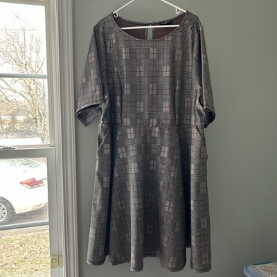 Torrid Studio Mini Double Knit Skater Dress Gray Herringbone Plus Size 4XL