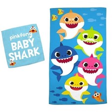 Franco Baby Shark Kids Bath/Pool/Beach Soft Absorbent Cotton Terry Towel with...