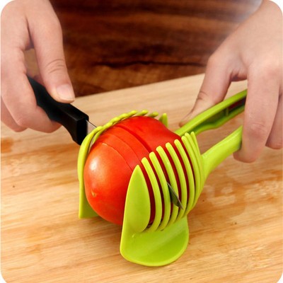 1Pcs Plastic Kitchen Handheld  Potato Slicer Tomato Cutter Tool Lemon Cutting Co