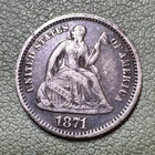 1871 Seated Liberty Half Dime 1/2d Silver