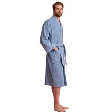 TowelSoft Unisex Men's Terry Cotton Light Blue Bathrobe One Size 
