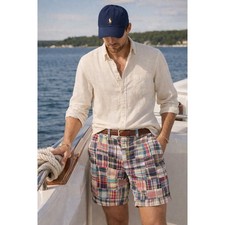 WB11 Polo Ralph Lauren Patchwork Plaid Shorts Men's 34 Y2K Vintage Cotton Madras