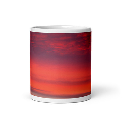 Heavenly Sky Gradient Ceramic Mug - Warm Sunrise Hues - 11oz Coffee Cup