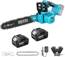 Akku Kettens&auml;ge 12 Zoll mit 2&times;5,0Ah Akku, SEESII, brushless, automatischer &Ouml;ler