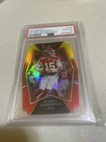 2021 PANINI SELECT DIE CUT RED YELLOW PRIZM #102 PATRICK MAHOMES II PSA 10