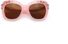 SA106 Womens Metal Flower Foliage Jewel Brow Trim Oversize Cat Eye Sunglasses