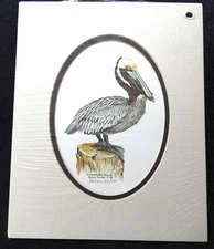 Nancy J Shumaker Pallan Pelican on a Post Signed, Numbered Lithograph 1981 Print