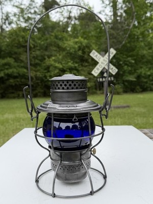 Rock Island RR CRI&P Adlake 250 Kero Railroad Lantern KOPP Cobalt Blue Globe