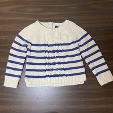 Baby Gap Blue Ivory Striped Cable Knit Sweater 3t Nautical Preppy
