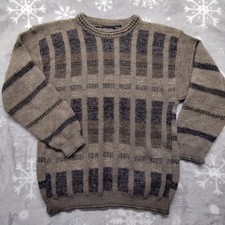 Vtg Grafico Italia Sweater Men's Brown Size Medium Wool Blend Winter Knit