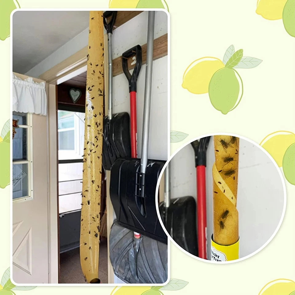 16 рулонов липких полосок для мух бумага ловец насекомых жуков лента для уничтожения мух в помещении и на открытом воздухе - Изображение 3 из 4