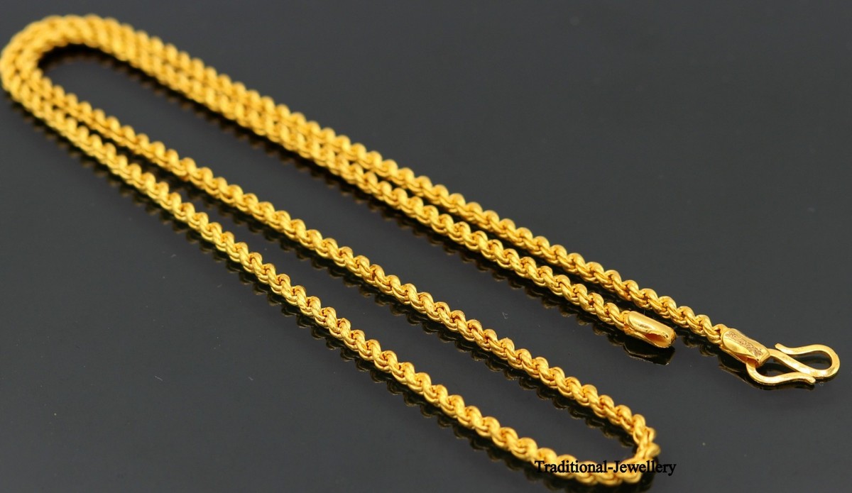 22K GOLD 22 INCHES LONG ROPE CHAIN NECKLACE CHAIN UNISEX