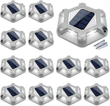 12Pcs Solar Deck Lights Outdoor Pathway Driveway Dock Light For Fence Stair Step