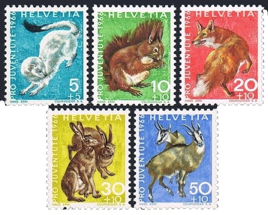 Mint Never Hinged/MNH Swiss Animal Kingdom Postal Stamps