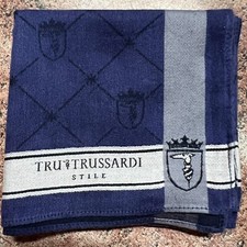 MEN HANDKERCHIEF COTTON VINTAGE POCKET SQUARE18" CLASSIC ART BLUE MONOGRAM CHECK