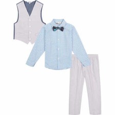 Kids Headquarters KHQ Boys Suit Gray 4-Piece Vest Shirt Pants Bow Tie Size 5 NWT