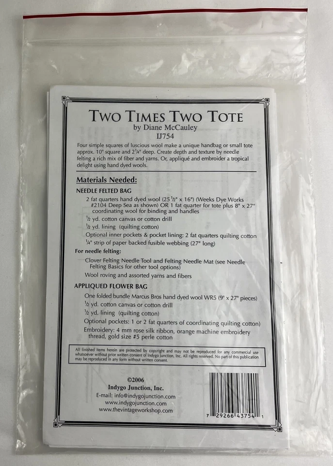 Indygo Junction Pattern IJ754 Two Times Two Tote A Diane McCauley Design UC FF - Image 2 of 4